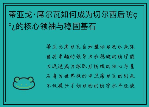 蒂亚戈·席尔瓦如何成为切尔西后防线的核心领袖与稳固基石